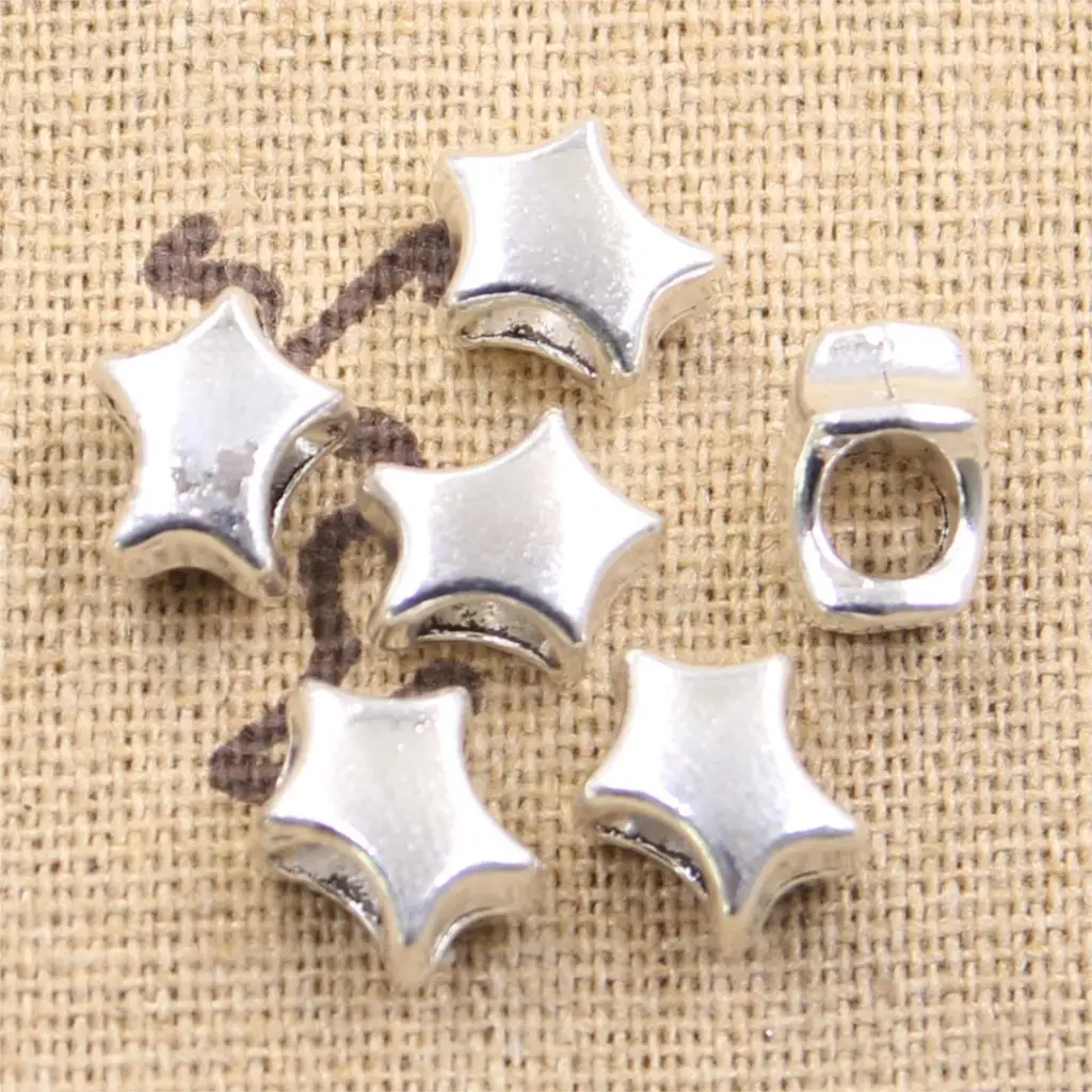 20pcs 11x7x9mm Star Starfish 4.5mm Big Hole Antique Silver Color Beads Charms Fits Diy Charms Bracelet Jewelry Beads