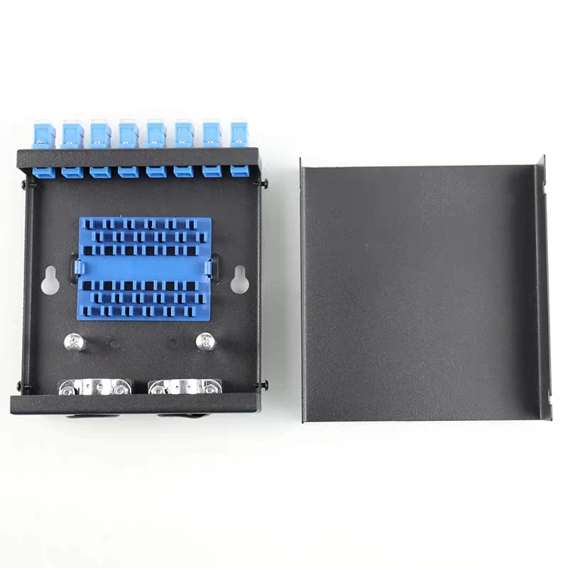 Panel de conexión ftth de 8 núcleos SC, incluye adaptador de fibra y caja de terminales de 6 puertos con coleta y tapa antipolvo transparente de 1,0mm de espesor ST LC FC