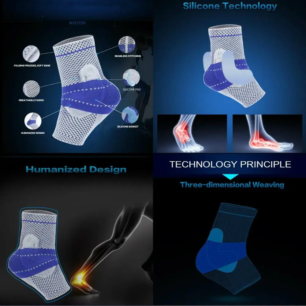 Ankle Brace, Elastic & Breathable Ankle Support Compression Sleeves Ankle Stabilizer/Foot Protection Socks with Silicone Pad