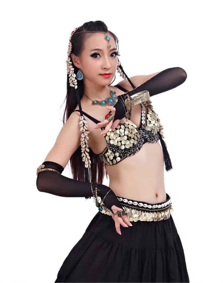 Women Tribal Style Belly Dance Costume Outfit 2 Pics Suit of Bras & Belt 32-34a/b/c