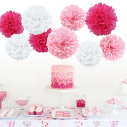 Pompones de papel tisú para decoración de feliz cumpleaños, bolas de pompones de papel, flores, decoración del hogar, suministros para fiesta de boda, 9 Uds.