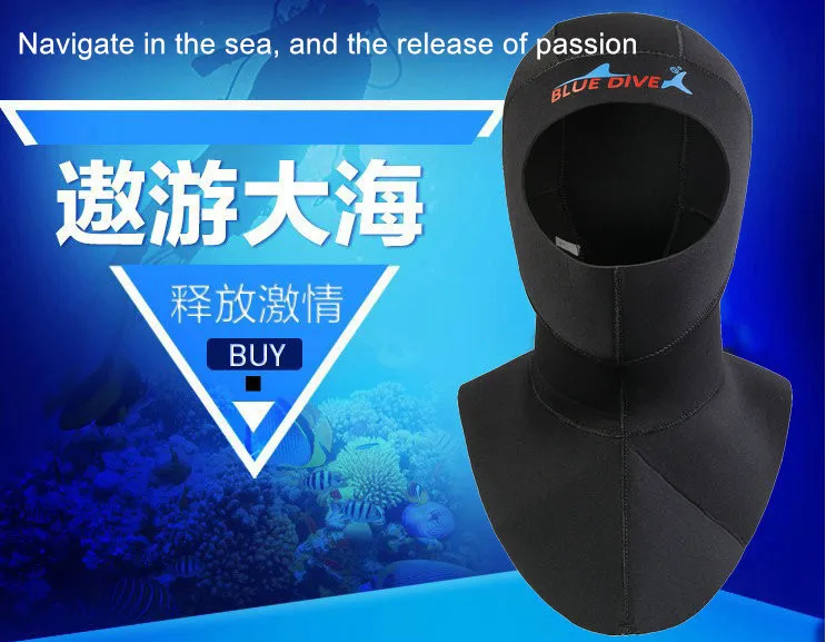 3mm Neoprene Scuba Diving Hood With Shoulder Snorkeling Equipment Hat Cap Winter Swim Warm Wetsuit Spearfishing Swim Diving Cap