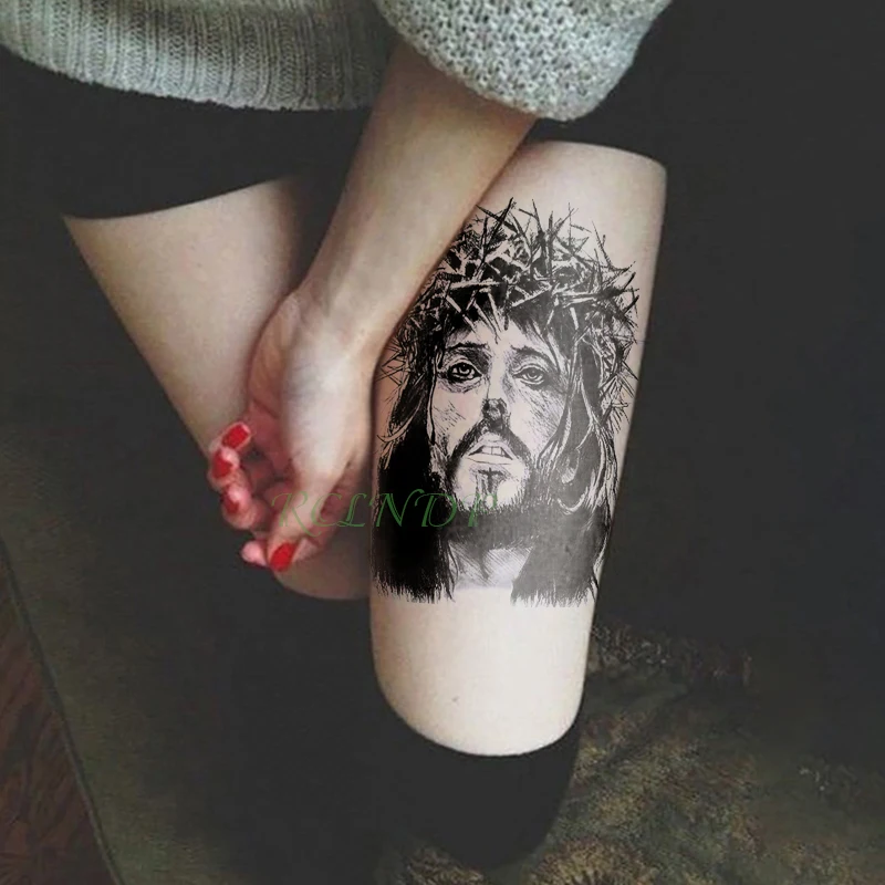 Waterproof Temporary Tattoo Sticker Jesus Fake Tatto Flash Tatoo Leg Arm back Large size body art for Men Girl Women