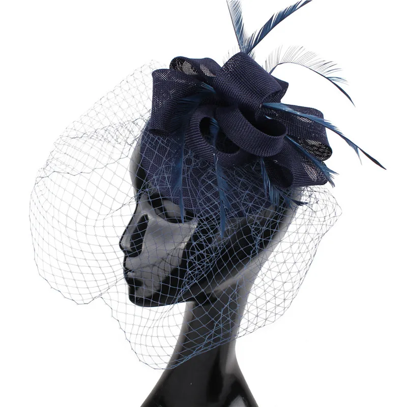 Frauen Fascinator Hut Nachahmung Sinamay Feder Tee Party Pillbox Blume Derby Milli nery Kirche Cocktail Kopf bedeckung neues Design – Detail 17