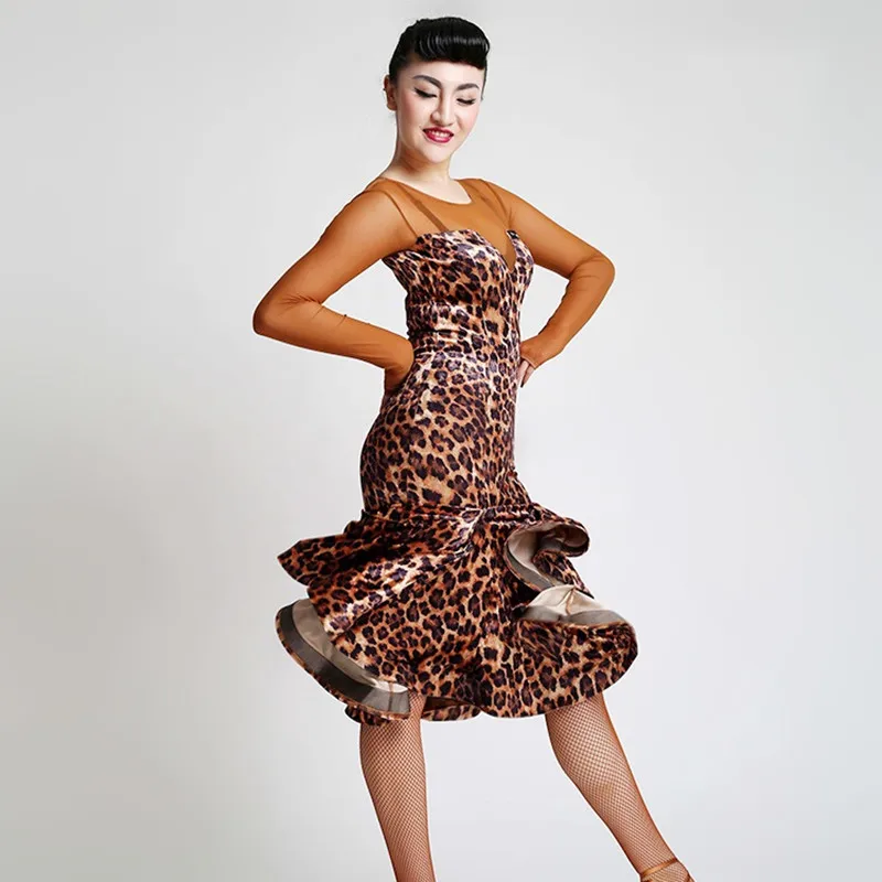 

leopard latin dance costumes for women latino dress dance latin rumba dance dresses fringe dance costumes women latin dress