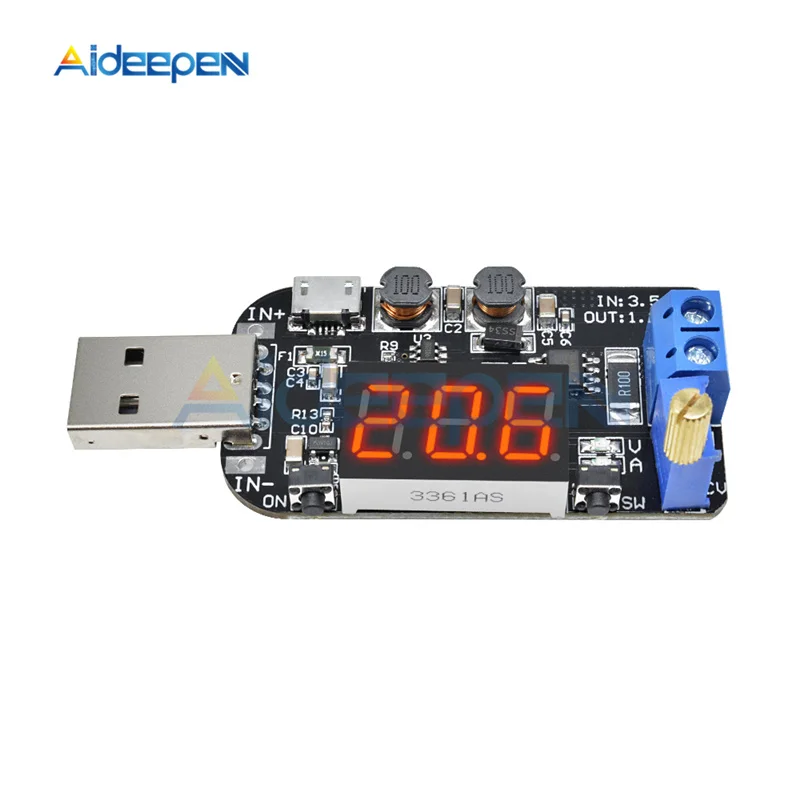 USB 5 فولت إلى 3.3 فولت 9 فولت 12 فولت 18 فولت 24 فولت قابل للتعديل باك دفعة الجهد المنظم التنحي تصعيد وحدة LED عرض 5 فولت إلى 1-24 فولت