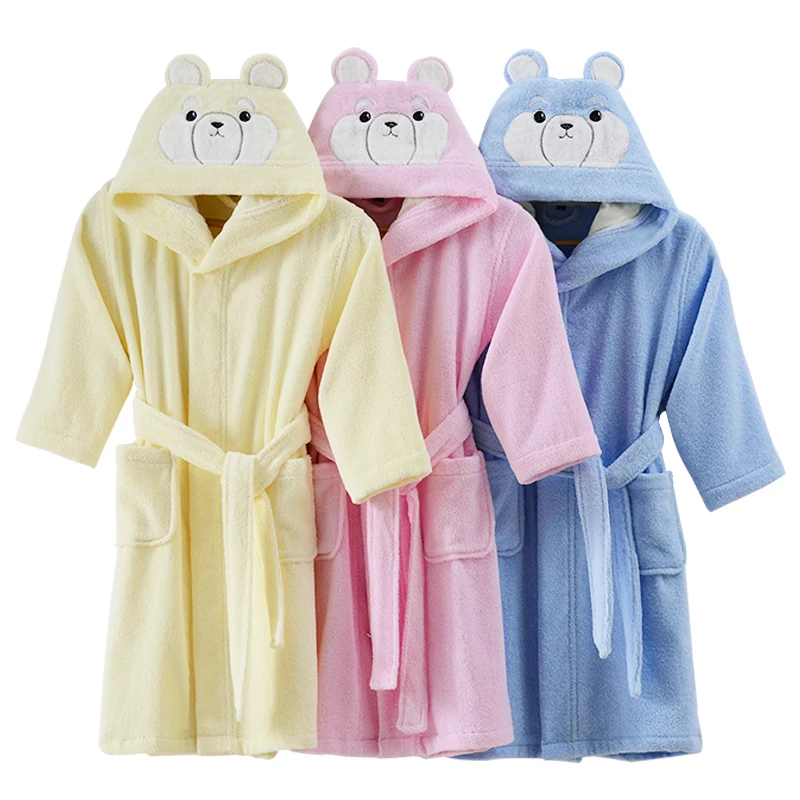 Baby Boys Kids Bathrobe 100% Cotton Cartoon Animals Hooded Towel Pajamas Clothes Baby Bathrobe Kids Girls Clothes Bath Robe