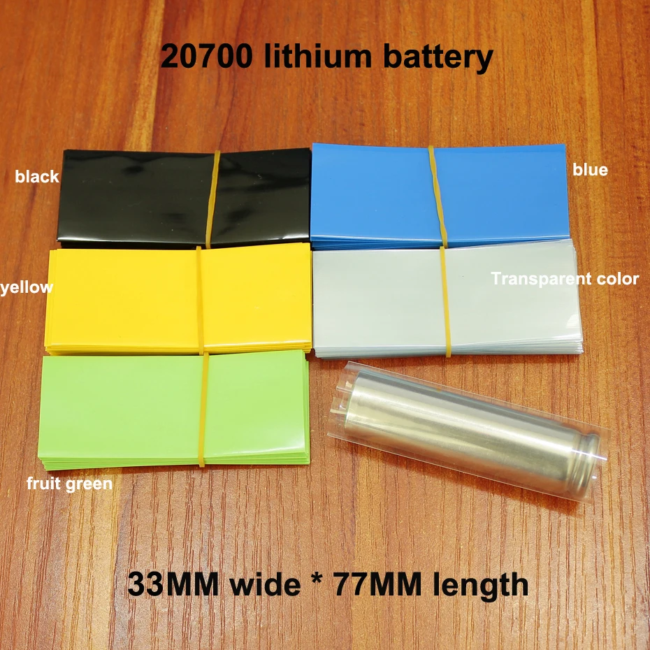 100pcs/lot 20700 lithium battery PVC heat shrinkable sleeve encapsulation film battery sheath insulation shrink film