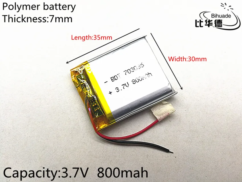 3.7V 800mAh 703035 Lithium Polymer Li-Po li ion Rechargeable Battery cells For Mp3 MP4 MP5 GPS PSP