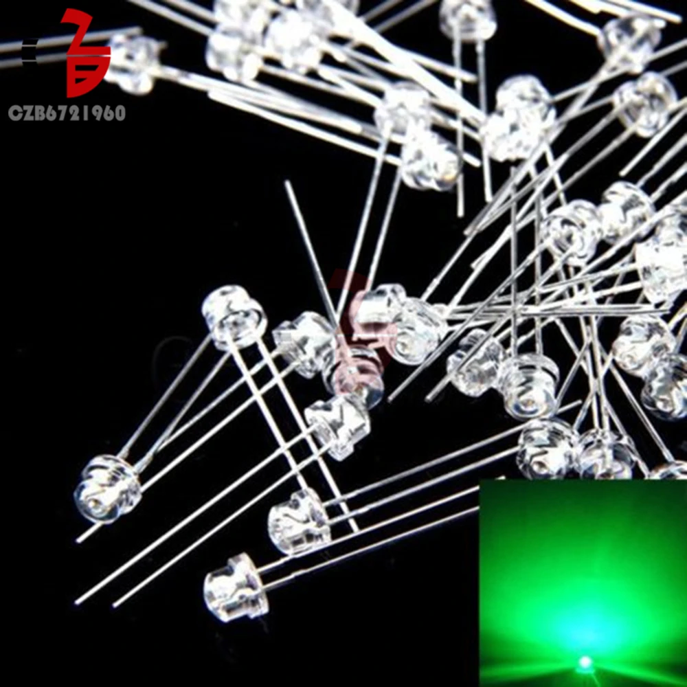 100Pcs 5mm Diode Straw Hat White Red Green Blue Yellow Purple Smd Smt Led Clear Super Bright Wide Angle Bulb 20000mcd Lamp