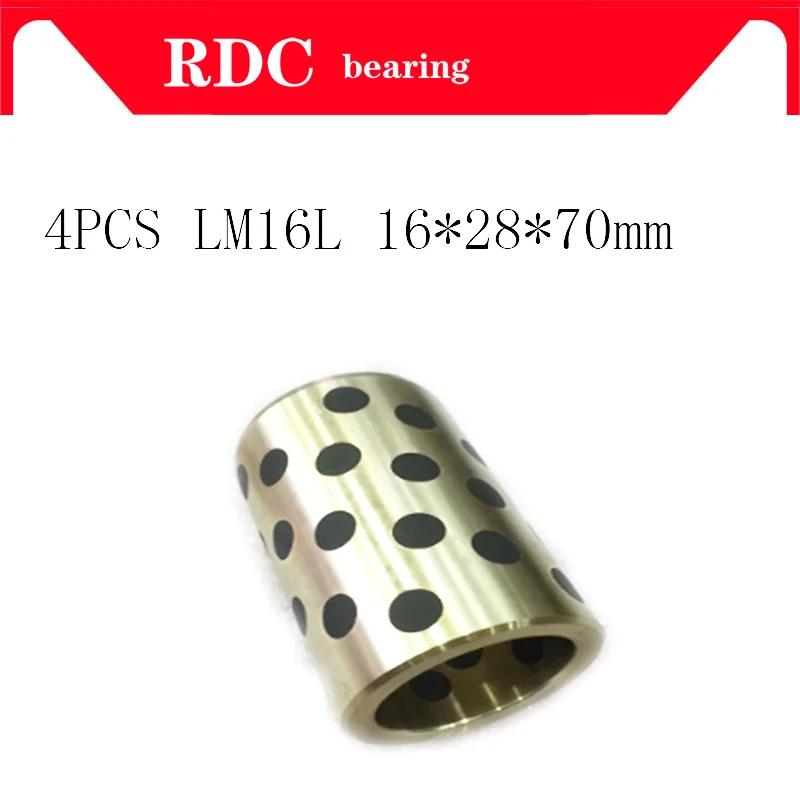 

4PCS 16x28x70 mm linear graphite copper set bearing copper bushing oil self-lubricating bearing JDB for shaft 16mm LM16LUU LM16L