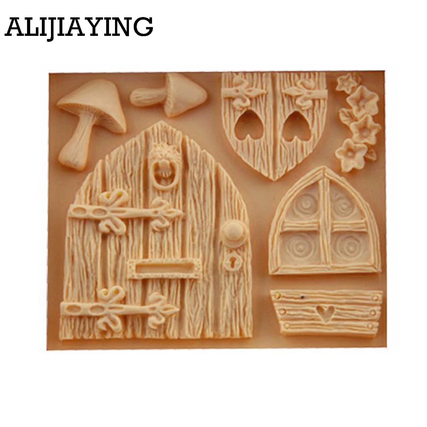 M0513 Sugarcraft Fairy Tale Cottage Silicone Mold Mushroom Window Door Fondant cake decorations Chocolate baking tools