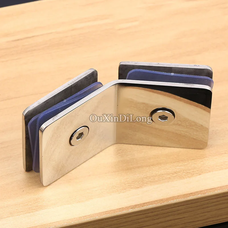 

Durable 4PCS 304 Stainless Steel Glass Clamps 135 Degree Glass to Glass Fixed Holder Brackets for 8~12mm Glass