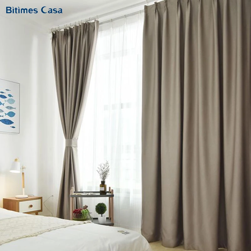 

Solid Color Heavy Weight Blackout Windows Curtain Greay Gravity Double Layer Spun High Shading For Living Room Bedroom 2018 New