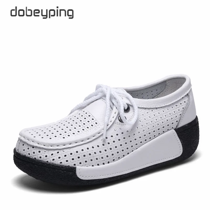 dobeyping New Genuine Leather Woman Winter Shoes Casual Flat Platform Women Shoe Plush Women\'s Loafers Slip-On Female Sneakers