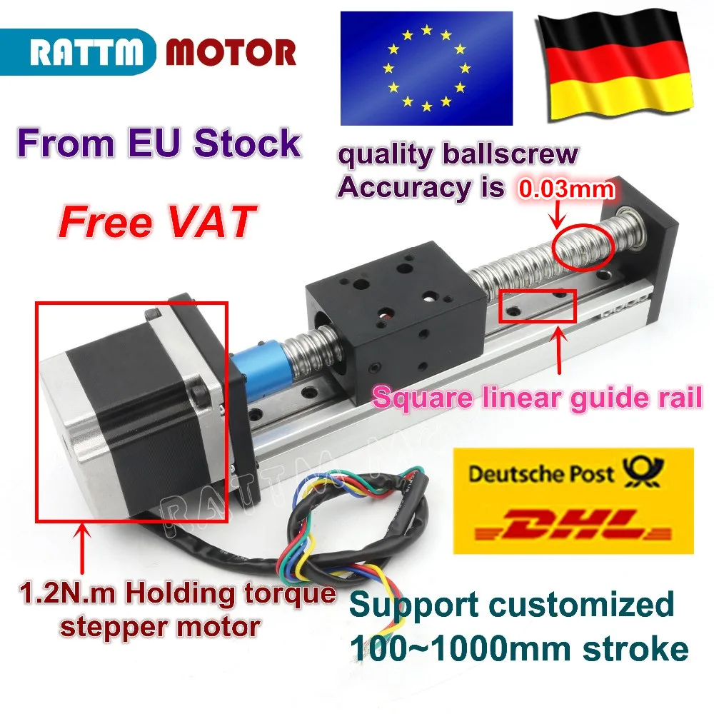 CBX1605 Ballscrew Linear Stage Actuator 100/200/300/400/500/600mm & Square Linear rail + Nema23 Stepper Motor for CNC XYZ Axis