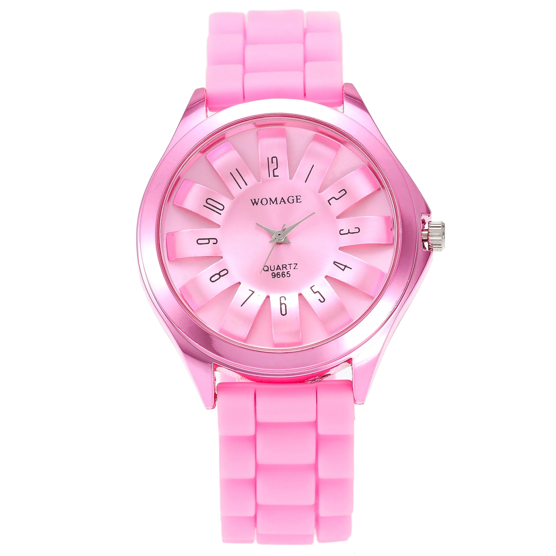 Fashion WOMAGE Women Dress Watches Top Luxury Brand Steel Floral Chrysanthemum Dial Lady Rubber Jelly Band Gift Relogio Feminino