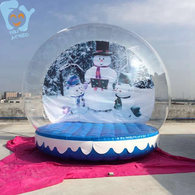 Christmas New Year Decoration 3m 9.8ft Giant Inflatable Snow Globe Snowman Santa People Go Inside Human Bubble Tent