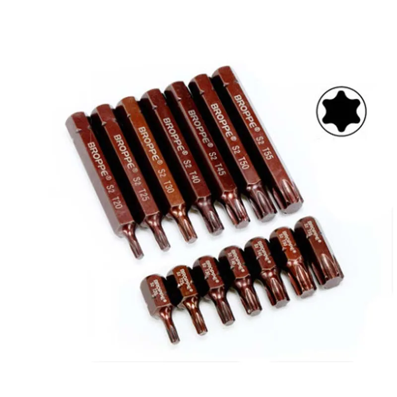 7 pcs Magnetische Torx Schroevendraaier Bit S2 Staal 10mm Hex Shank voor Impact Schroevendraaier T20 T25 T30 T40 T45 t50 T55