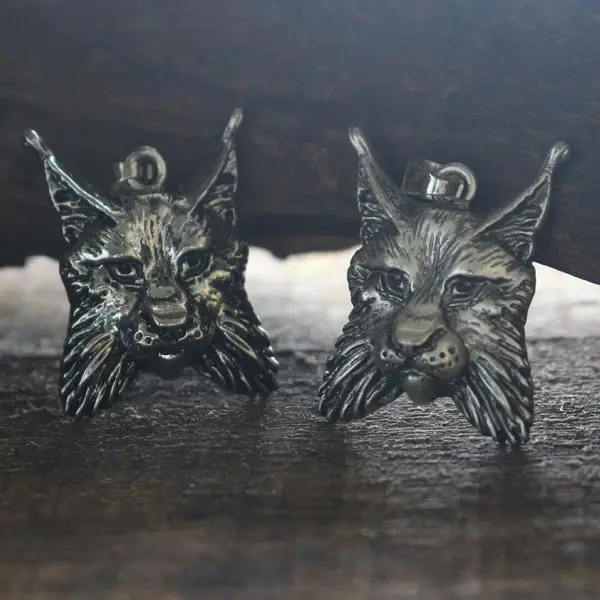 lanseis 1pcs viking animal LYNX, pendant men necklace Lynx Head Animal Totem.Bobcat Charm cat Jewel Pagan jewelry