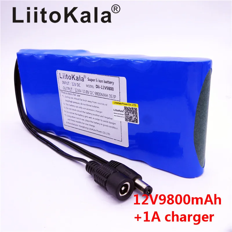 HK LiitoKala 12V 9800mAh 18650 DC 12V 12.6V Super akumulator ue/usa adapter wtyczki do kamera telewizji przemysłowej wideo baterii przenośne