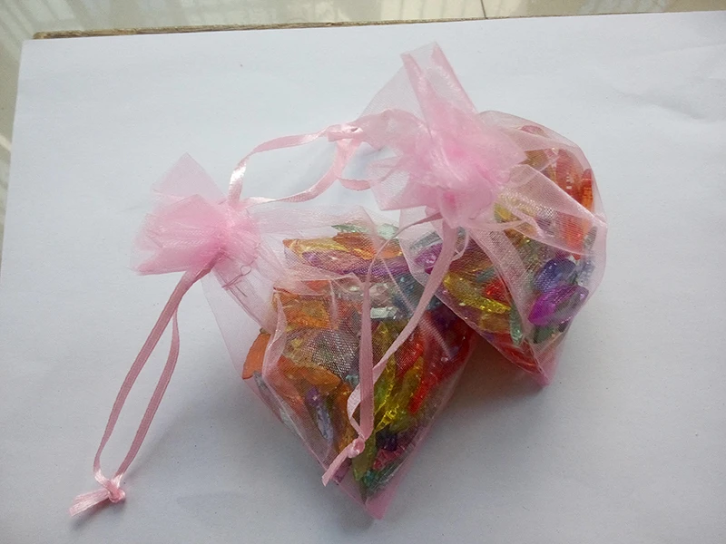 

500pcs 15*20 Pink gift bags for jewelry/wedding/christmas/birthday Organza Bags with handles Packaging Yarn bag