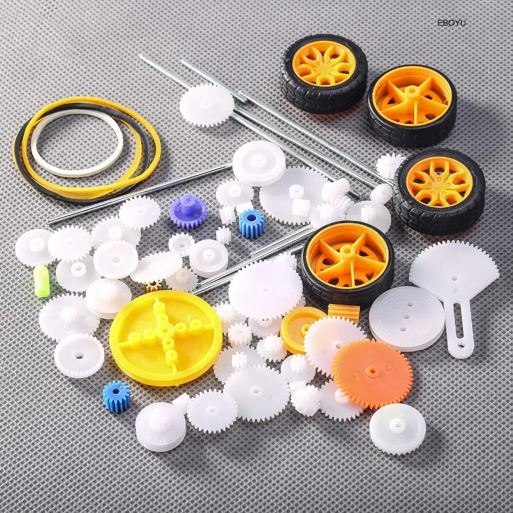 EBOYU 78pcs * Plastic Gear Set with Various Gear and Axle Belt Bushings for DIY Car Robot Project