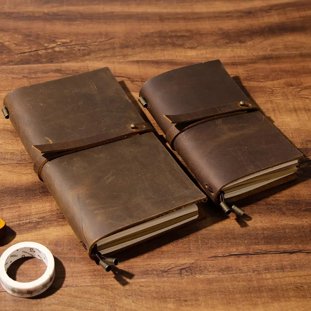 Junetree Handmade Cowhide Vintage Notebook Journal Blank Leather Cover Diary genuine leather travel diary Sketchbook Planner