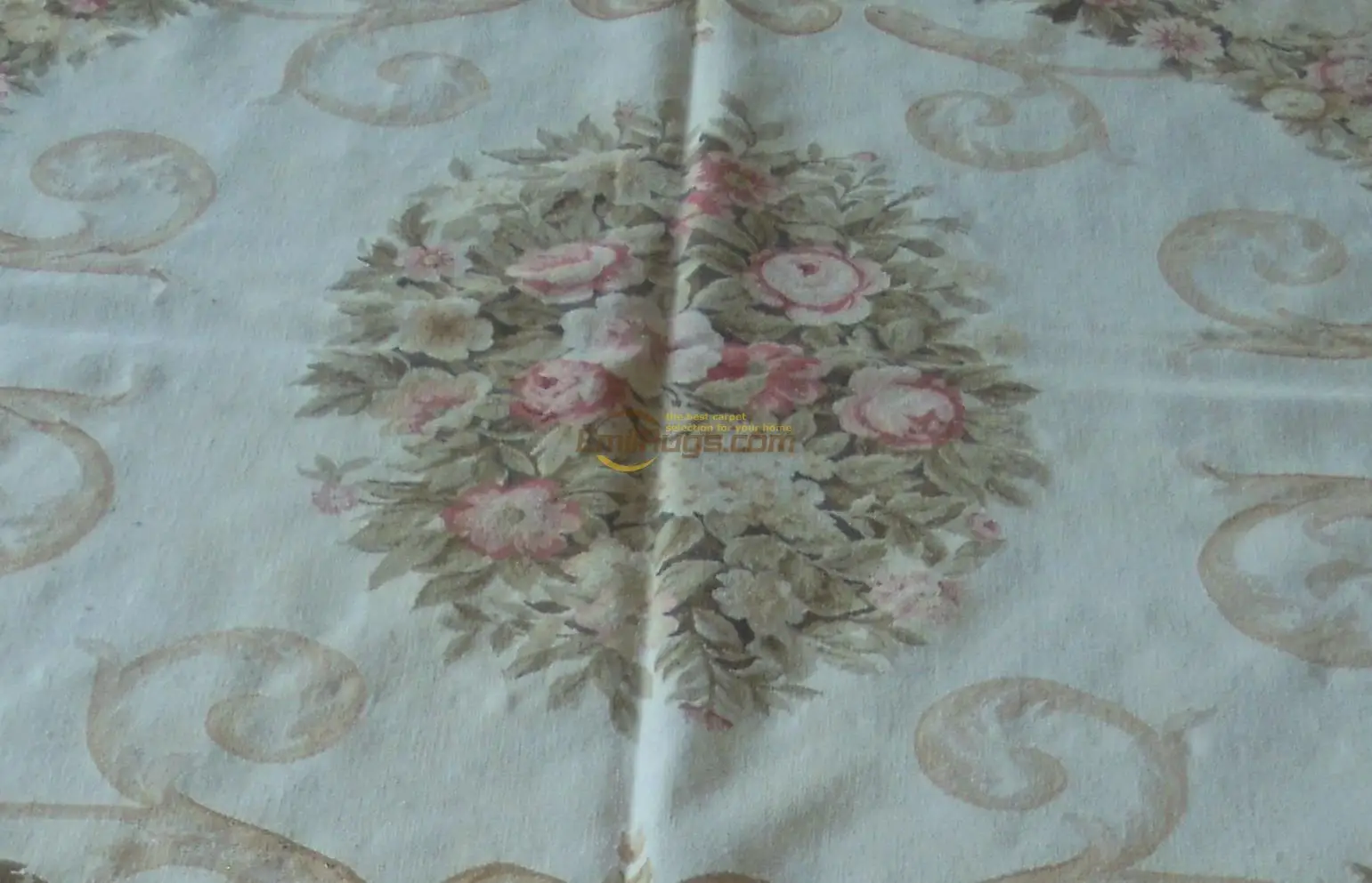  Antique Wool Rug Carpet Antique French Aubusson Elegant Floral Antique Handknotted Wool 