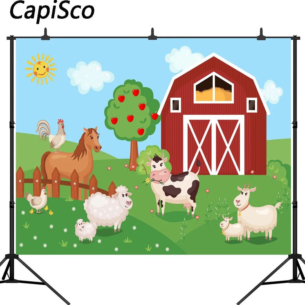 Capisco red barn backgrounds for photo studio farm animals spring illustration backdrop decor new photobooth photographic