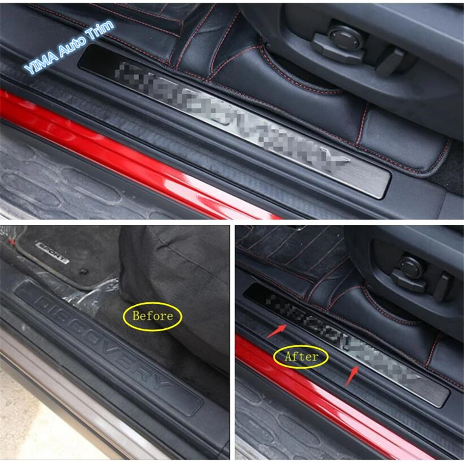 Lapetus Auto Styling Inner Door Scuff Plate Door Sill Cover Trim 4 Pcs For Land Rover Discovery Sport 2015 2016 2017 2018 2019