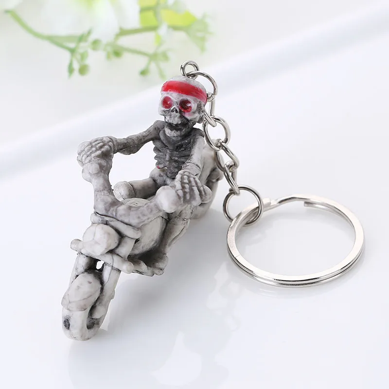 Creative Skull Skeleton Motorcycle Pendant Key Chain Keyring Keyfob Strange Gift