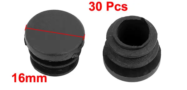 UXCELL Hot Sale 30pcs Round Chair Leg Pipe Tube Insert Blanking Cover Black 16mm Dia 8.5mm Hole Diameter