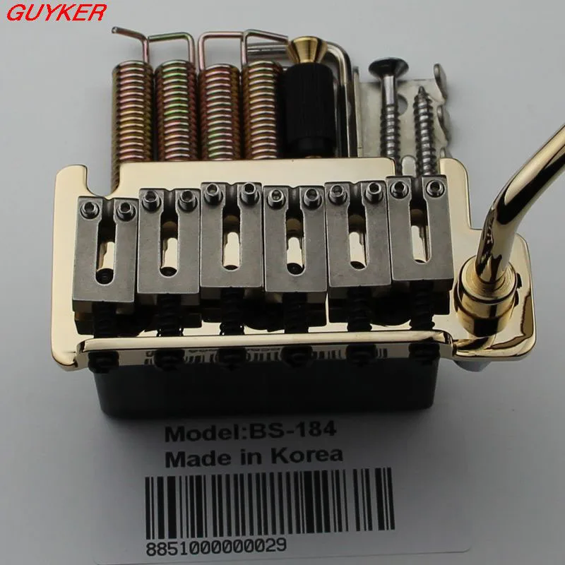 

Tremolo Electric Guitar 6 String Board Double Swing Bridge Stainless Steel Saddles & Block BS184 Gold