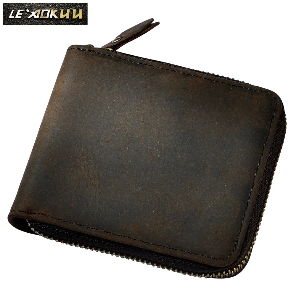 Mężczyźni skóra bydlęca pionowa Bifold Casual Designer wielofunkcyjna krótka karta Cash etui na monety Fahion Zipper Around torebka portfel 1007