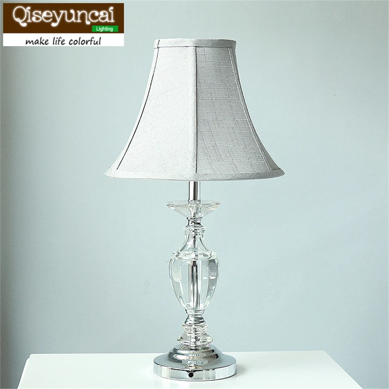 

Fashion simple modern K9 crystal table lamp warm bedroom bedside cabinet lights Qiseyuncai