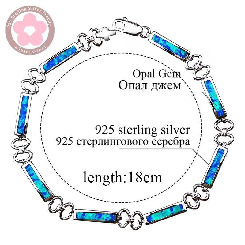 JLB-157 Hot Sale Real 925 Sterling Silver Bracelets Blue Opal Fine Jewelry Trendy Women Friendship Bracelets for  Lady