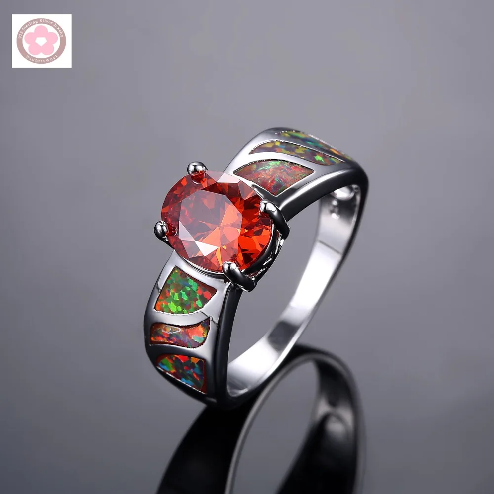 

JLR-725-1 Red Crystal And Fire Opal Fashion Jewelry For Women Wedding Ring JZ0050