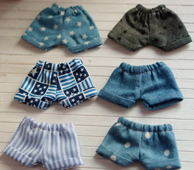 T02-X638 Beste kinder geschenk 1/6 1/8 bjd puppen Zubehör handgemachte kleidung Wilden denim shorts denim stripes sterne 1 stücke