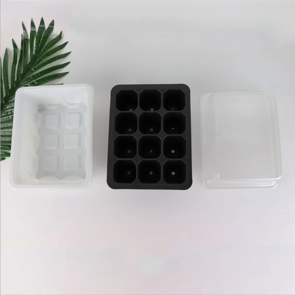 Kit de bandeja de germinación de plantas con Base de tapa, macetas de vivero, Caja de cultivo de jardín, suministros de jardinería, 6/12 agujeros