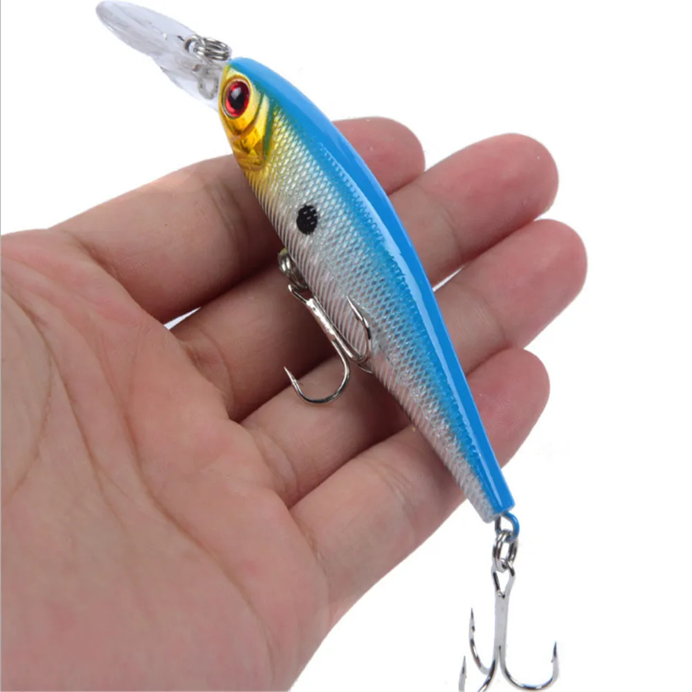 FISHINAPOT 플로팅 미노우 낚시 루어 10cm/9.2g 인공 하드 크랭크베이트 플라스틱 3D 눈 워블러 파이크 루어 낚시 태클