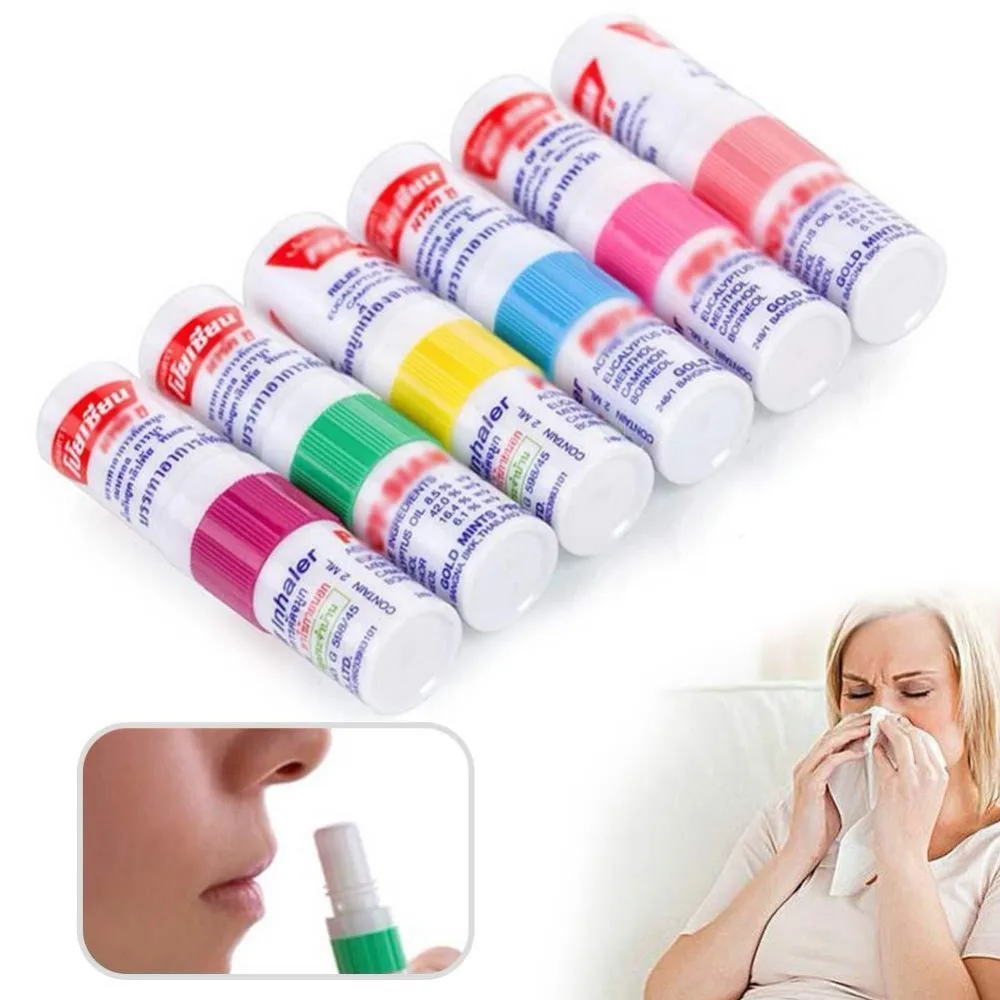 1Pc Thailand Herbal Nasal Nasal Inhaler Stick Mint Cylinder Essential Oil Nasal Inhaler Asthma Refreshing Aroma Oil Stick
