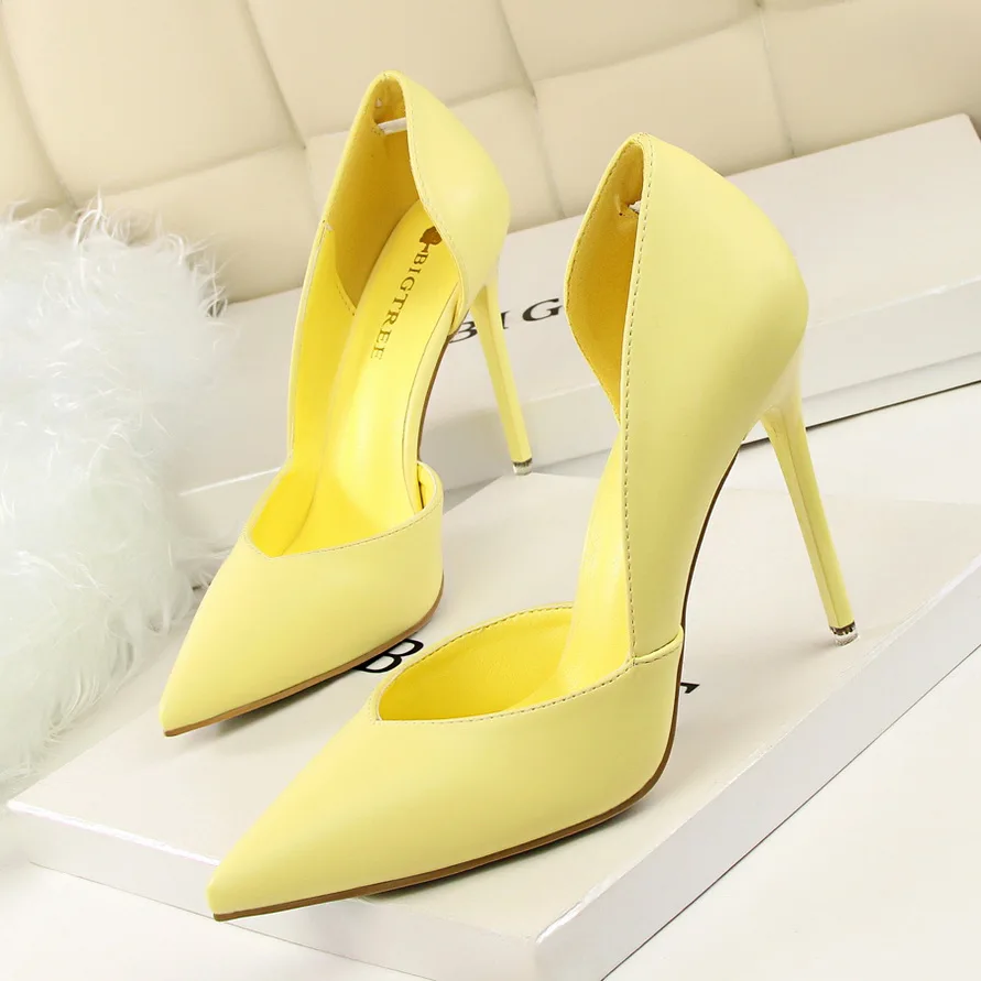 BIGTREE New Fashion Simple Sexy Nightclubs Show Thin Women's Shoes Thin Heels Ultra-high Heels Shallow Tip Hollow Single Shoes view 5