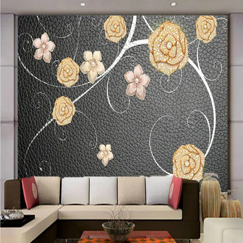 

3D Wallpaper for Walls 3d Decorative Vinyl Wall Paper Background Painting Mural Wallpapers Black plain soft line diamond jewelry