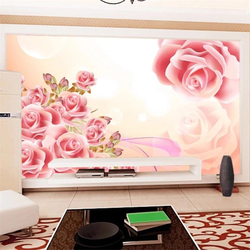 

Custom wallpaper 3d mural papel de parede beautiful romantic rose mural living room bedroom restaurant TV background wall paper