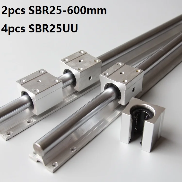 

2pcs SBR25 25mm 600mm Support Linear Guide Rail + 4pcs SBR25UU Linear Bearing Sliding blocks For CNC Router Parts