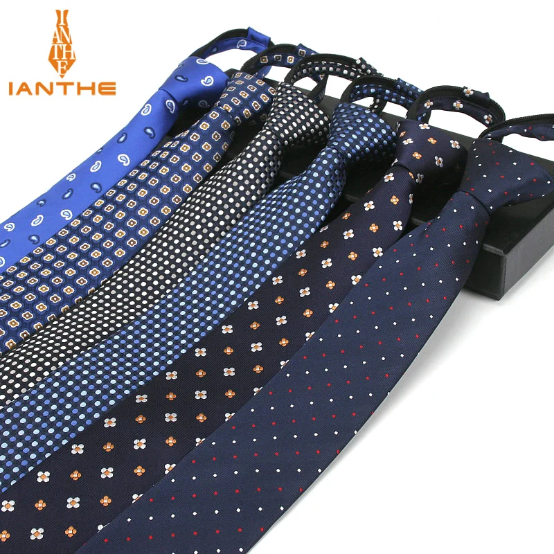 

6cm Men's business suits Zipper Tie Fashion business wedding party casual skinny neckties slim strip dot paisley Neck ties