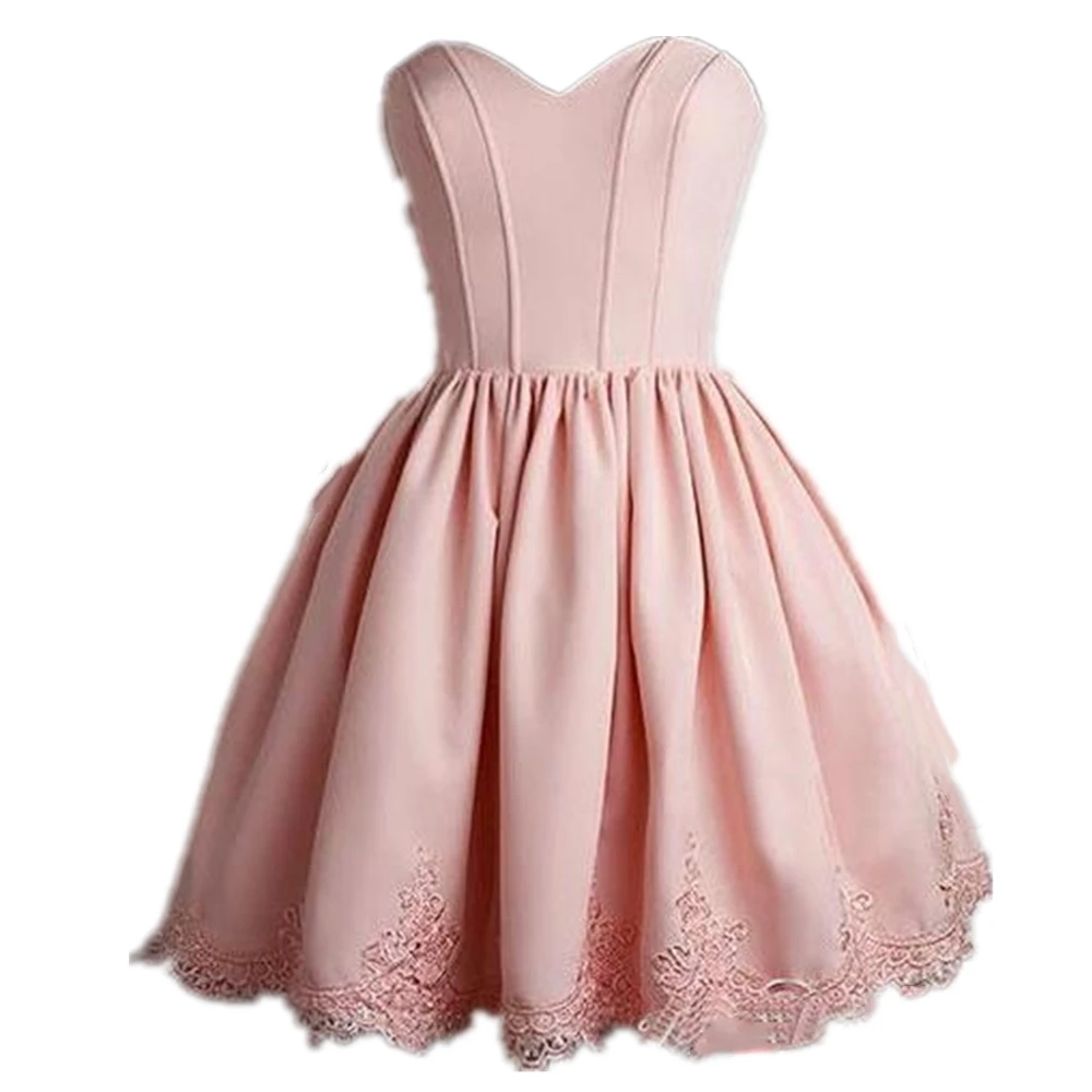 Blush Pink Applique Short Homecoming Dresses 2021 Cheap A-Line Cocktail Gowns Sweetheart Backless Prom Party Dress Custom Made