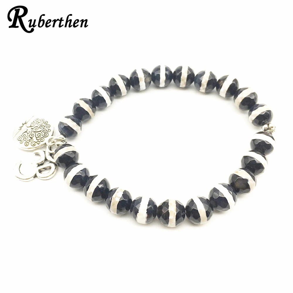 Ruberthen Tree of Life Bracelet Natural Stone Healing Beaded Bracelet Ohm Charm Bracelet Balance Hearing Spiritual Jewelry