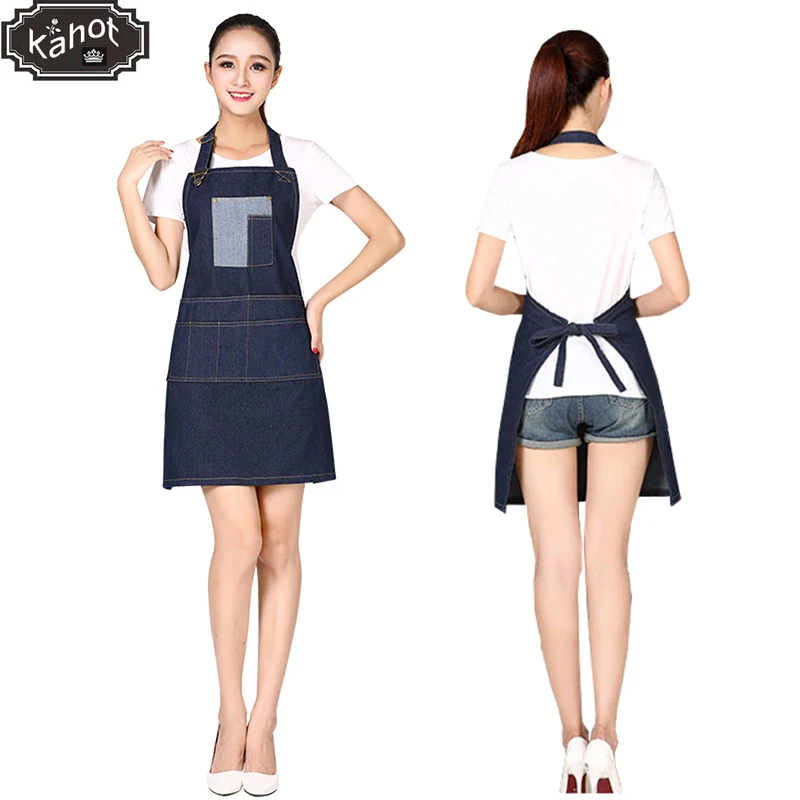 

1pc Unisex Pro Salon Hairdressing Denim Apron Retro Hair Cutting Barber Capes Splice Workwear Cloth with Tool Pockets